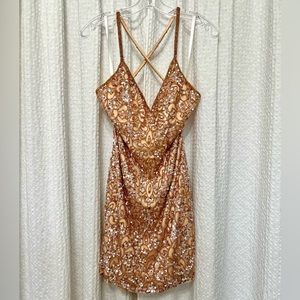 Primavera Couture Blush sequin backless cocktail dress